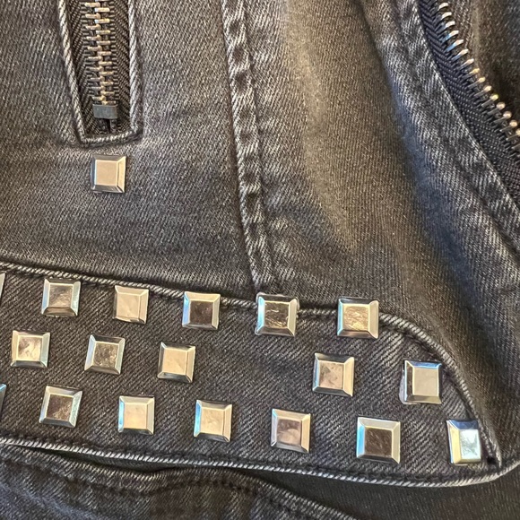 The Beatles One-of-a-Kind Max Jeans Custom Black Metal-Studded Bomber Jacket - Picture 8 of 8